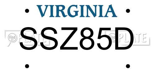 SSZ85D Virginia License Plate