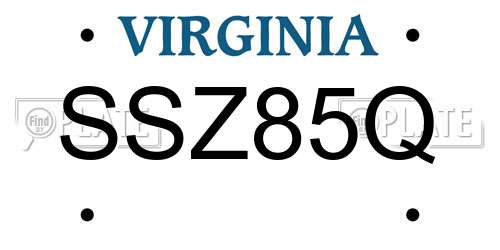 SSZ85Q Virginia License Plate