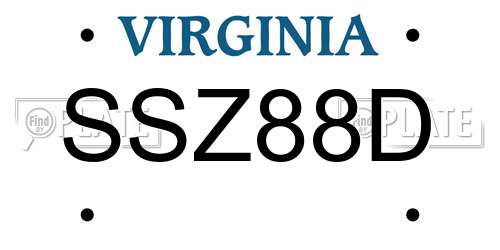 SSZ88D Virginia License Plate