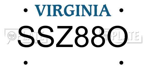 SSZ88O Virginia License Plate