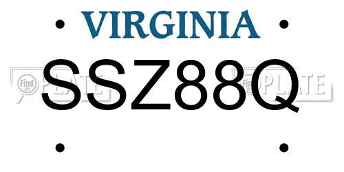 SSZ88Q Virginia License Plate