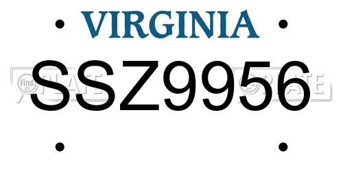 SSZ9956 Virginia License Plate