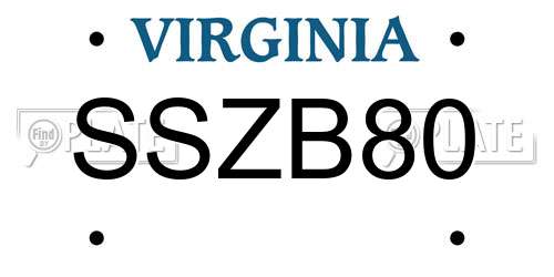 SSZB80 Virginia License Plate