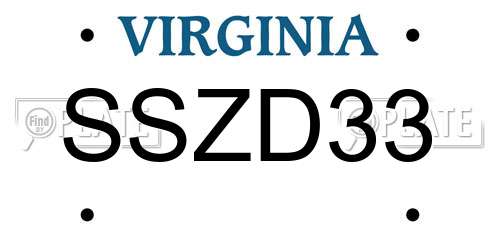 SSZD33 Virginia License Plate