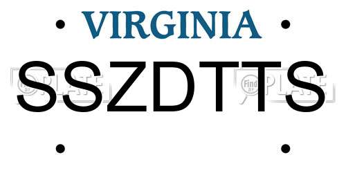 SSZDTTS Virginia License Plate