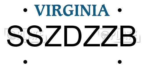 SSZDZZB Virginia License Plate