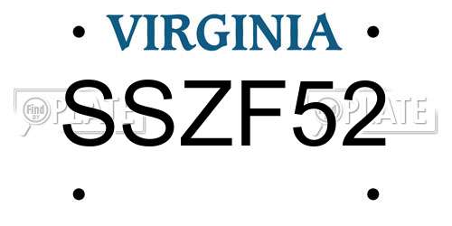 SSZF52 Virginia License Plate