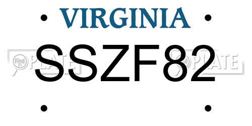 SSZF82 Virginia License Plate