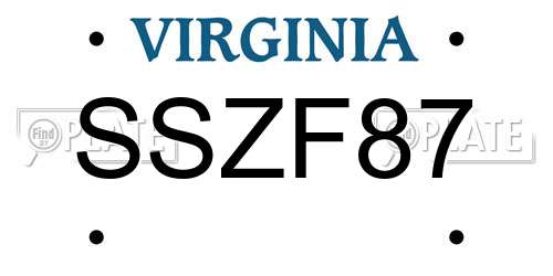 SSZF87 Virginia License Plate