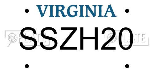 SSZH20 Virginia License Plate