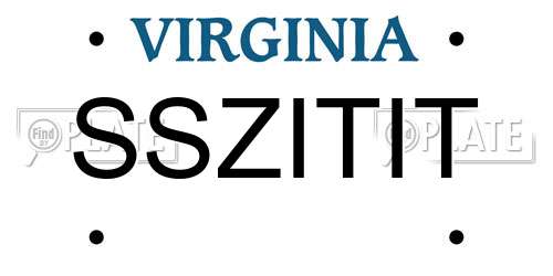 SSZITIT Virginia License Plate