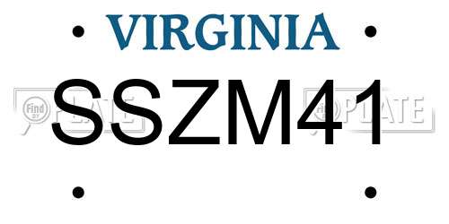 SSZM41 Virginia License Plate