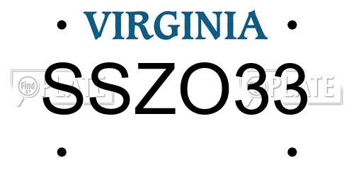 SSZO33 Virginia License Plate