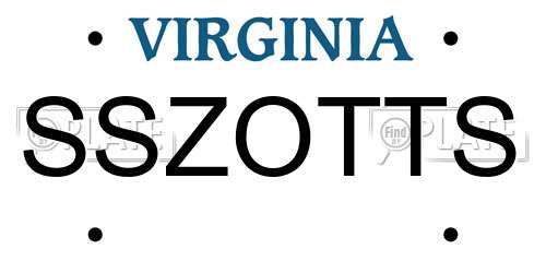 SSZOTTS Virginia License Plate