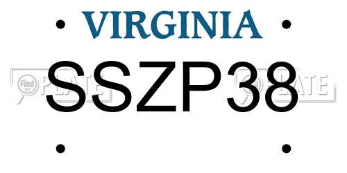 SSZP38 Virginia License Plate