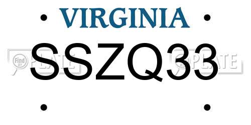 SSZQ33 Virginia License Plate