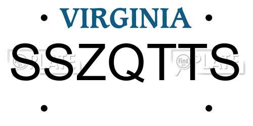 SSZQTTS Virginia License Plate