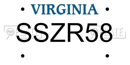 SSZR58 Virginia License Plate