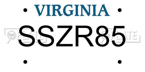 SSZR85 Virginia License Plate