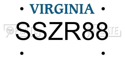 SSZR88 Virginia License Plate