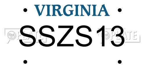 SSZS13 Virginia License Plate