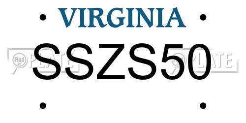 SSZS50 Virginia License Plate