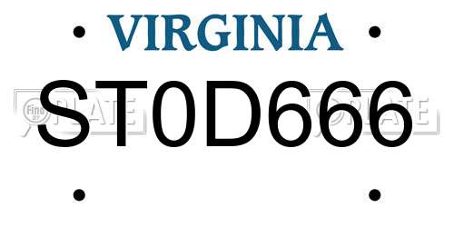 ST0D666 Virginia License Plate