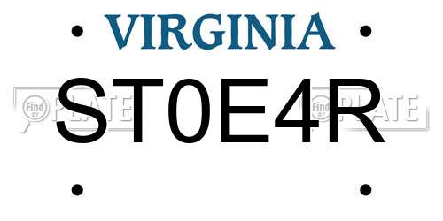 ST0E4R Virginia License Plate