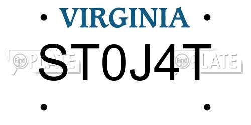 ST0J4T Virginia License Plate