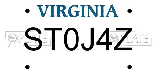 ST0J4Z Virginia License Plate