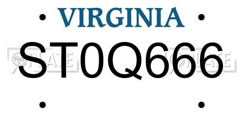 ST0Q666 Virginia License Plate