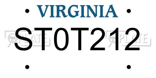 ST0T212 Virginia License Plate