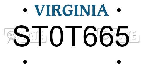 ST0T665 Virginia License Plate