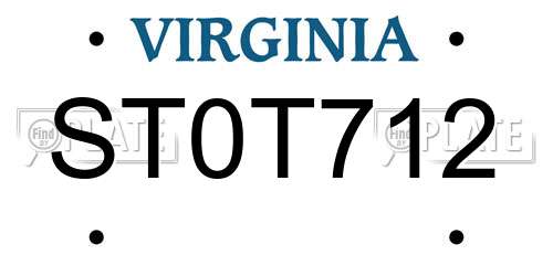 ST0T712 Virginia License Plate
