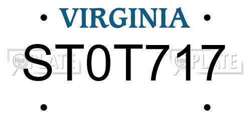 ST0T717 Virginia License Plate