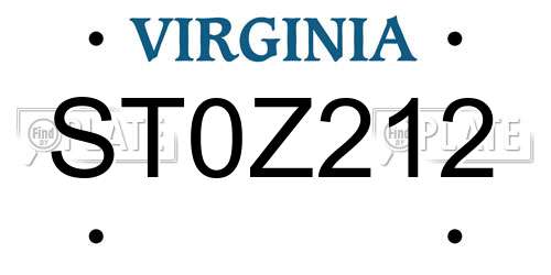 ST0Z212 Virginia License Plate