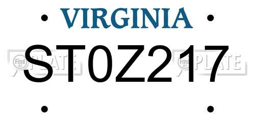 ST0Z217 Virginia License Plate