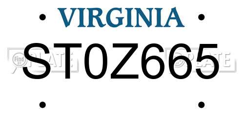 ST0Z665 Virginia License Plate