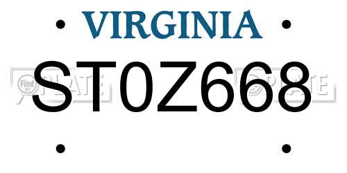 ST0Z668 Virginia License Plate
