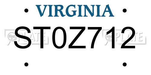 ST0Z712 Virginia License Plate