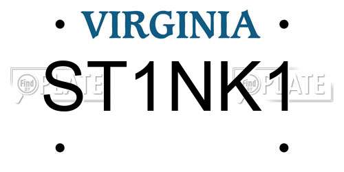 ST1NK1 Virginia License Plate
