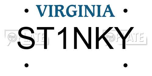 ST1NKY Virginia License Plate