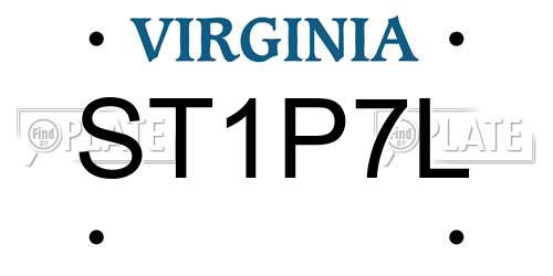 ST1P7L Virginia License Plate