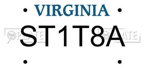 ST1T8A Virginia License Plate