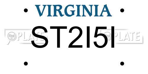 ST2I5I Virginia License Plate