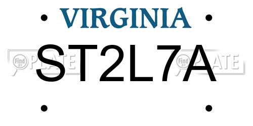 ST2L7A Virginia License Plate
