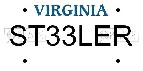 ST33LER Virginia License Plate