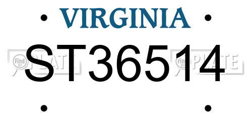 ST36514 Virginia License Plate