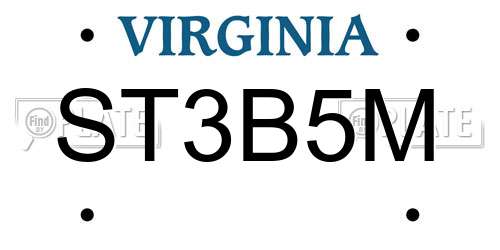 ST3B5M Virginia License Plate