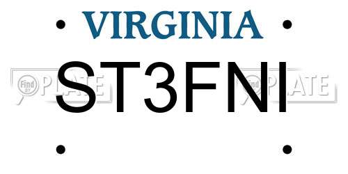 ST3FNI Virginia License Plate
